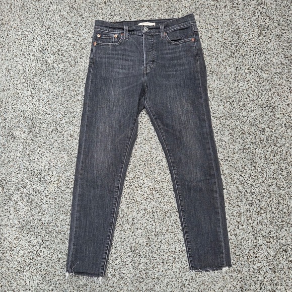 Levi's Denim - Levi's Wedgie Skinny Jeans Distressed Hem Black Wash Denim Women's Size 29